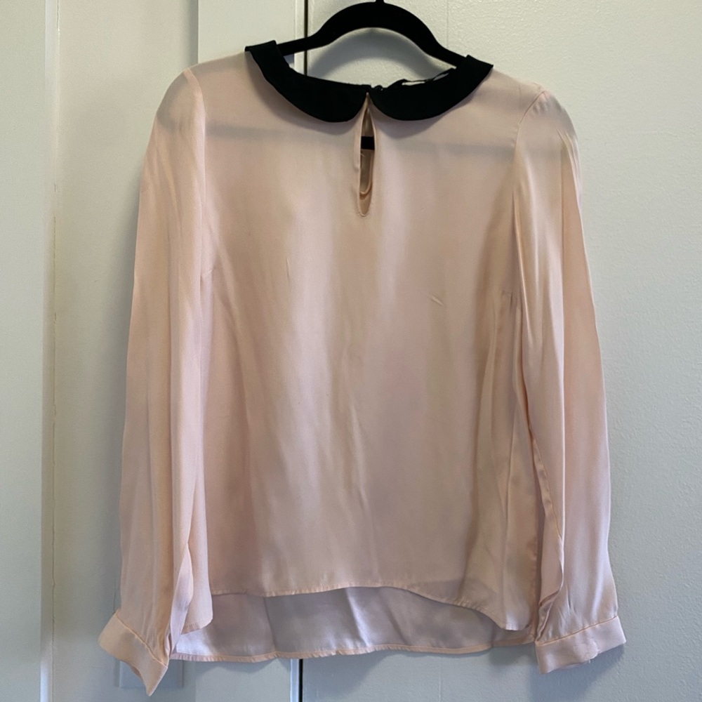ZARA Blouse Silky Pink and Black Small